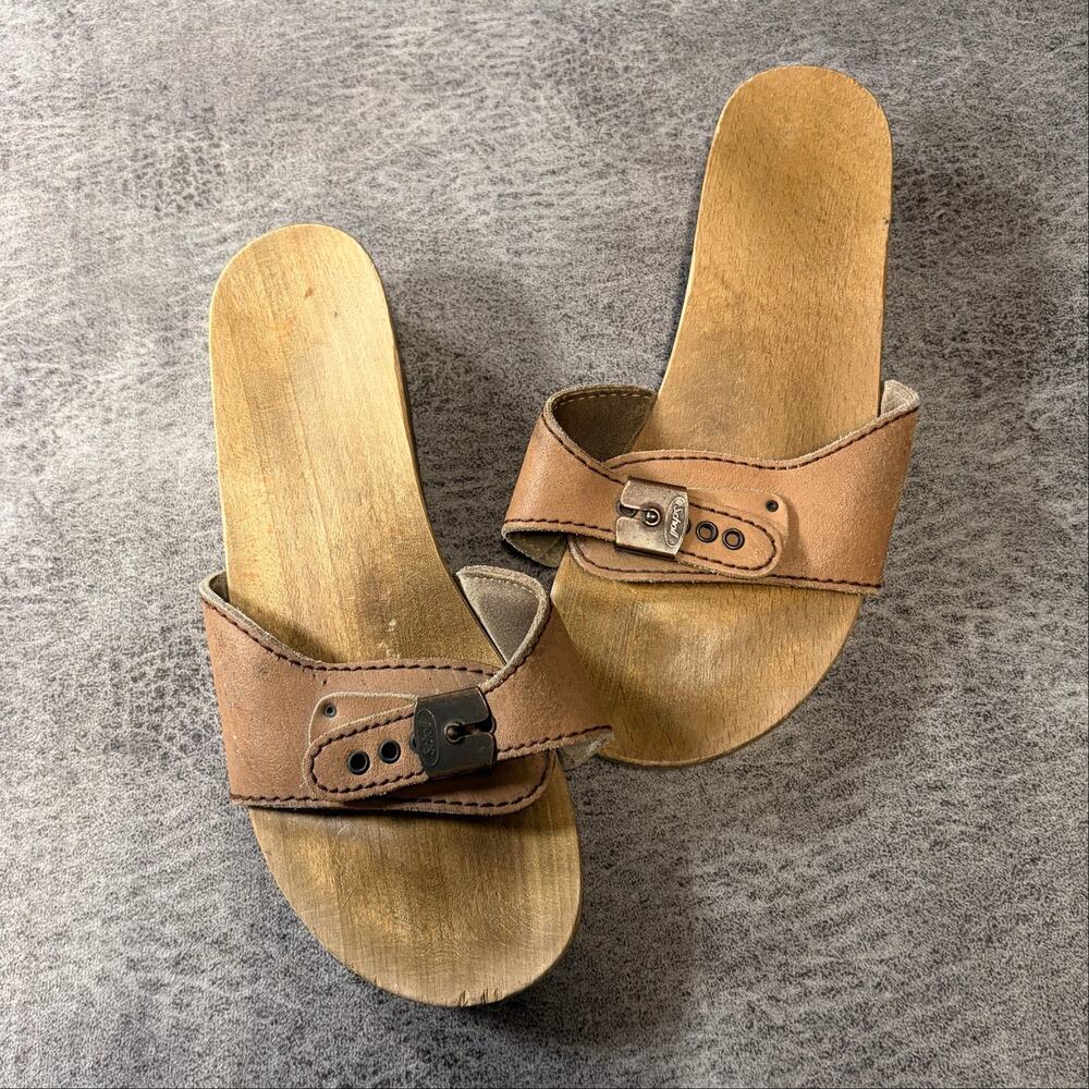Dr Scholl Wooden Slide Sandals